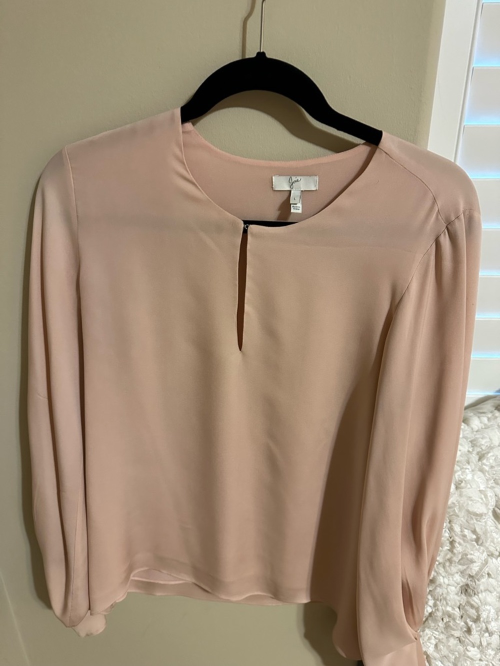 Joie Soft Blush Keyhole Long-Sleeve Blouse